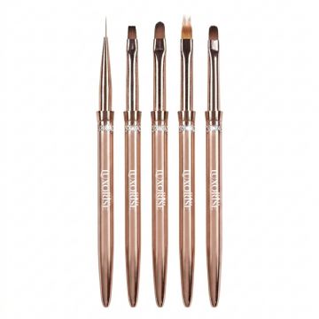 Set 5 Pensule Manichiura Nail Art & Constructie Unghii LUXORISE, Rose Gold