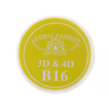 Gel UV 4D plastilina, gel plastart,  Global Fashion, B16, 7g, culoare galben