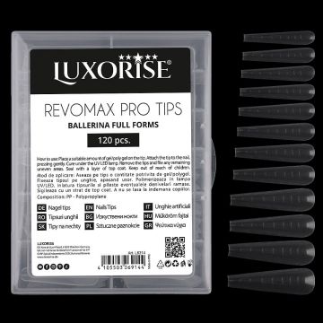 Tipsuri Reutilizabile Polygel & Gel REVOMAX PRO TIPS LUXORISE Ballerina - Full Forms, 120 buc