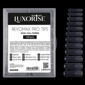 Tipsuri Reutilizabile REVOMAX PRO TIPS LUXORISE Oval - Full Forms pentru Polygel si gel, 120 buc