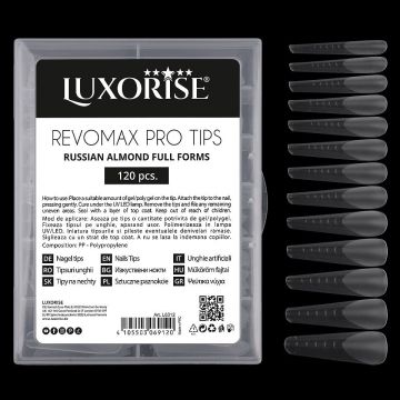 Tipsuri Reutilizabile REVOMAX PRO TIPS LUXORISE Russian Almond pentru Polygel si gel, 120 buc
