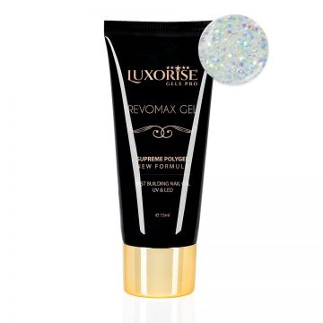 Polygel REVOMAX GEL LUXORISE Lime Glitter, 15ml