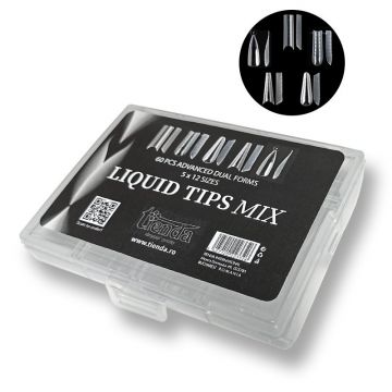 LIQUID TIPS MIX 5 FORME SET 60 BUC 12 MĂRIMI REUTILIZABILE
