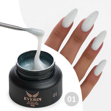 Gel constructie Everin Stunning Paiete Holographice- 01 Alb Laptos - EL-01-15gr - Everin