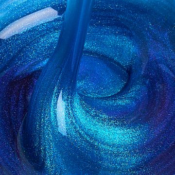 Kievskaya Freeze Gel Manganese Blue – Gel Builder Lichid cu Nuanțe Intense de Albastru și Sclipici Fin
