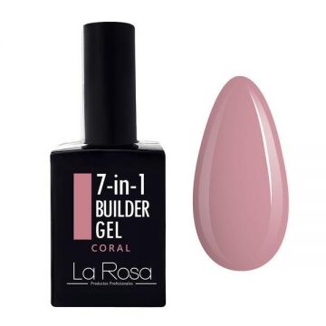 Gel de construcție autonivelantă pentru unghii 7&icirc;n1 La Rosa Profesionales, coral 15 ml