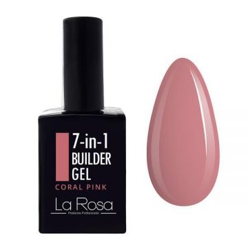Gel de construcție autonivelantă pentru unghii 7&icirc;n1 La Rosa Profesionales, coral pink 15 ml