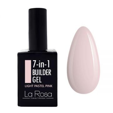 Gel de construcție autonivelantă pentru unghii 7&icirc;n1 La Rosa Profesionales, light pastel pink 15 ml