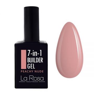 Gel de construcție autonivelantă pentru unghii 7&icirc;n1 La Rosa Profesionales, peachy nude 15 ml