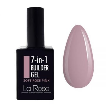 Gel de construcție autonivelantă pentru unghii 7&icirc;n1 La Rosa Profesionales, soft rose pink 15 ml