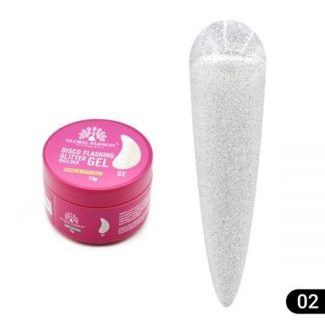 Gel pentru modelarea unghiilor 15 gr, Disco Flashing Glitter Builder Gel 02