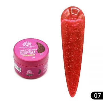 Gel pentru modelarea unghiilor 15 gr, Disco Flashing Glitter Builder Gel 07