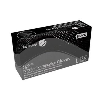 Manusi examinare nitril negre nepudrate marimea S Dr.Protect