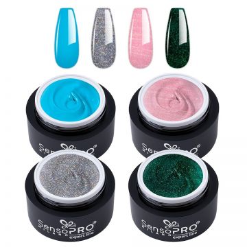 Set 4 Geluri UV Colorate Twinkle Glam, SensoPRO Milano