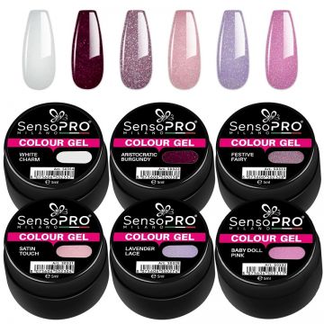 Set 6 Geluri UV Colorate Glam Sparkle, SensoPRO Milano