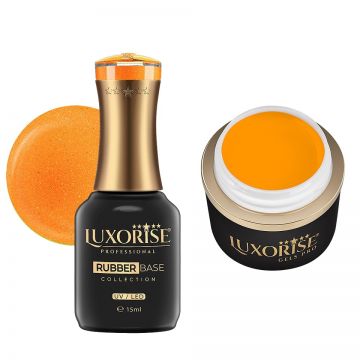 Set Gel Constructie si Rubber Base, Coral Spark - LUXORISE