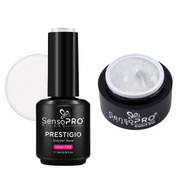 Set Gel Constructie si Rubber Base, Cream Cloud - SensoPRO Milano