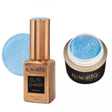 Set Gel Constructie si Rubber Base, Ice Cloud - LUXORISE