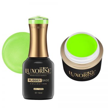 Set Gel Constructie si Rubber Base, Lime Twist - LUXORISE