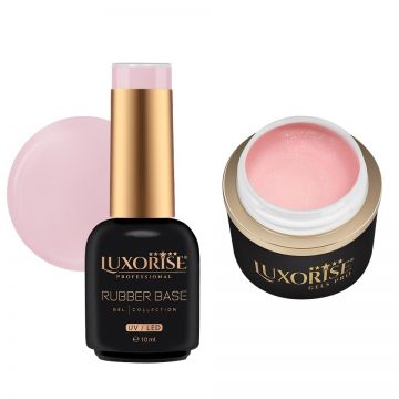 Set Gel Constructie si Rubber Base, Natural Blush - LUXORISE
