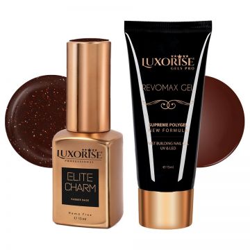 Set Polygel si Rubber Base, Caramel Wine - LUXORISE