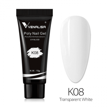 Polygel Venalisa 15ml- K08 Transparent White - K08 - Everin.ro